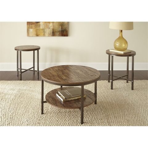 Bowery Hill Transitional 3-Piece Round Wood And Metal Coffee Table Set ... with Your Guide to Integrating the Bowery Hill Matte Black Coffee Table Set